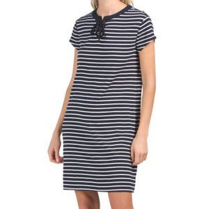 JONES NEW YORK Grace Cap Sleeve Striped Dress, Size L